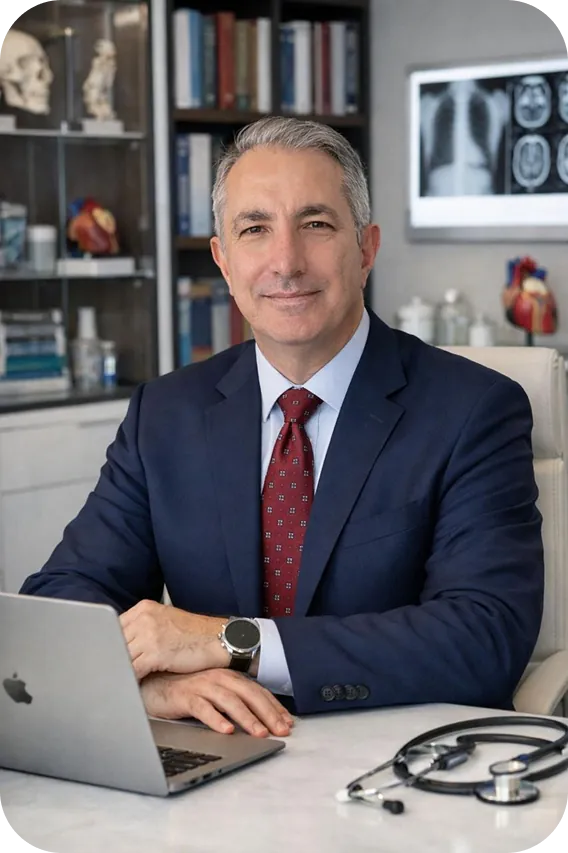 Dr. Marcelo Bravin, médico infectologista, em seu consultório